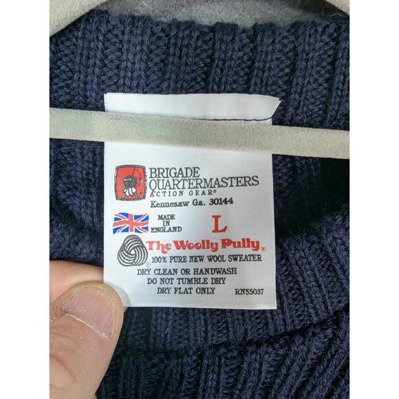 VTG Woolly Pulley Sweater Mens Large Navy Blue Made In England 100% Wool - Picture 3 of 7